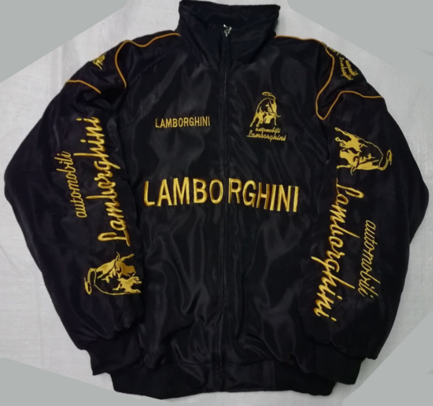 Lamborghini Racing Puffer Jacket – Black & Gold