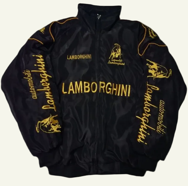 Lamborghini Racing Puffer Jacket – Black & Gold
